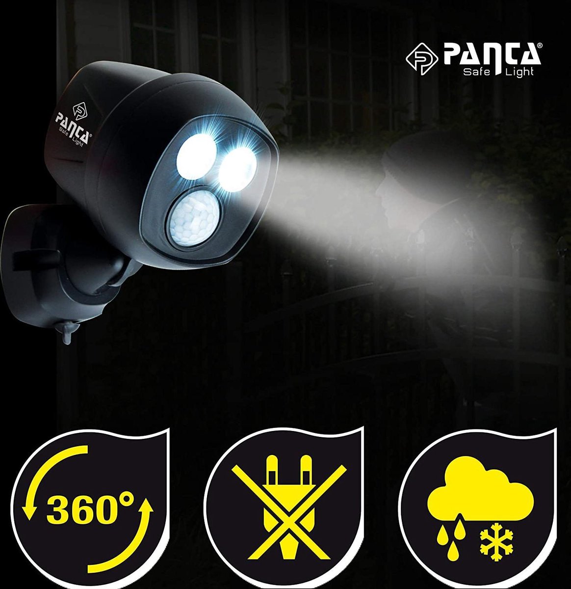 Panta Safe Light buitenlamp met sensor - weerbestendige buitenlamp met bewegingssensor en daglichtsensor - zwart - De Shop